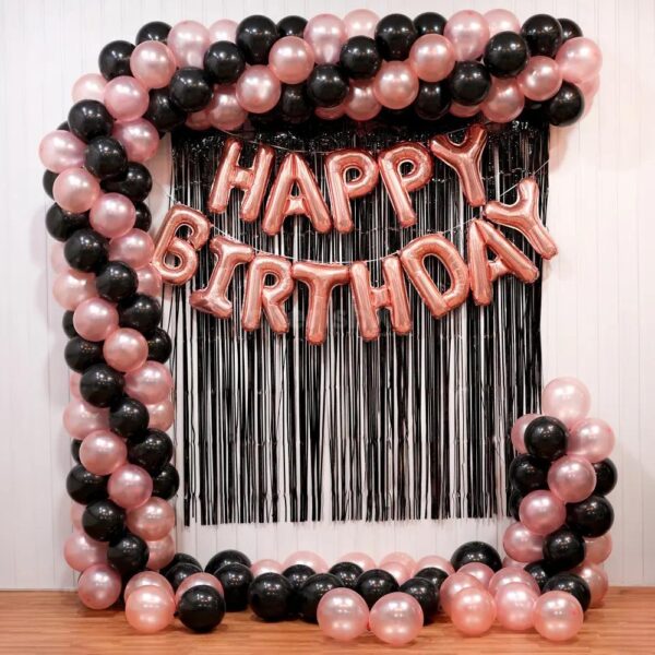 Stunning Black Birthday Backdrop with Balloons